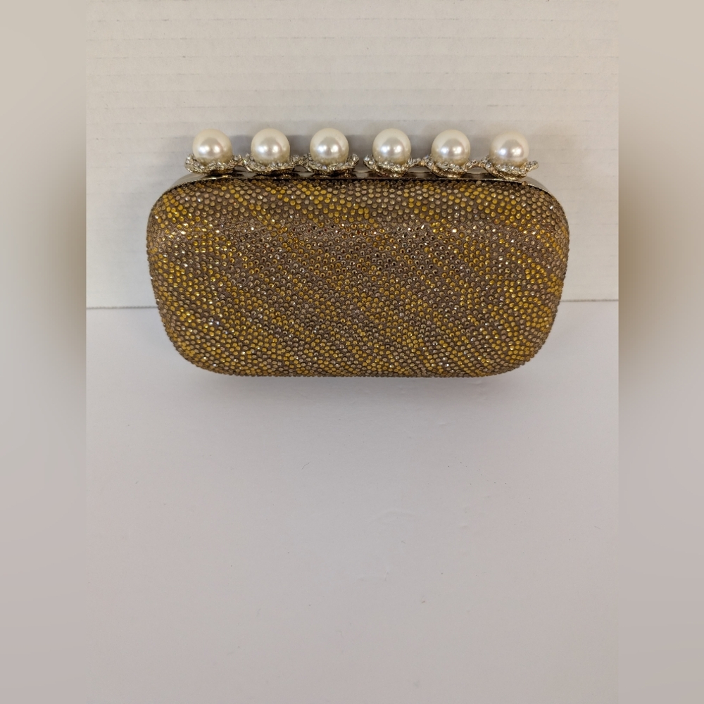 Gold Bag Clutch Style with Pearl Accents